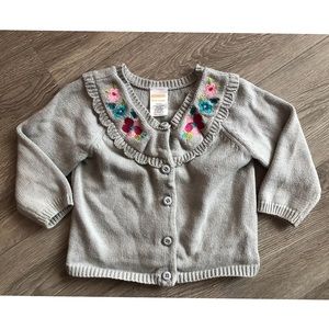 Gymboree grey floral cardigan